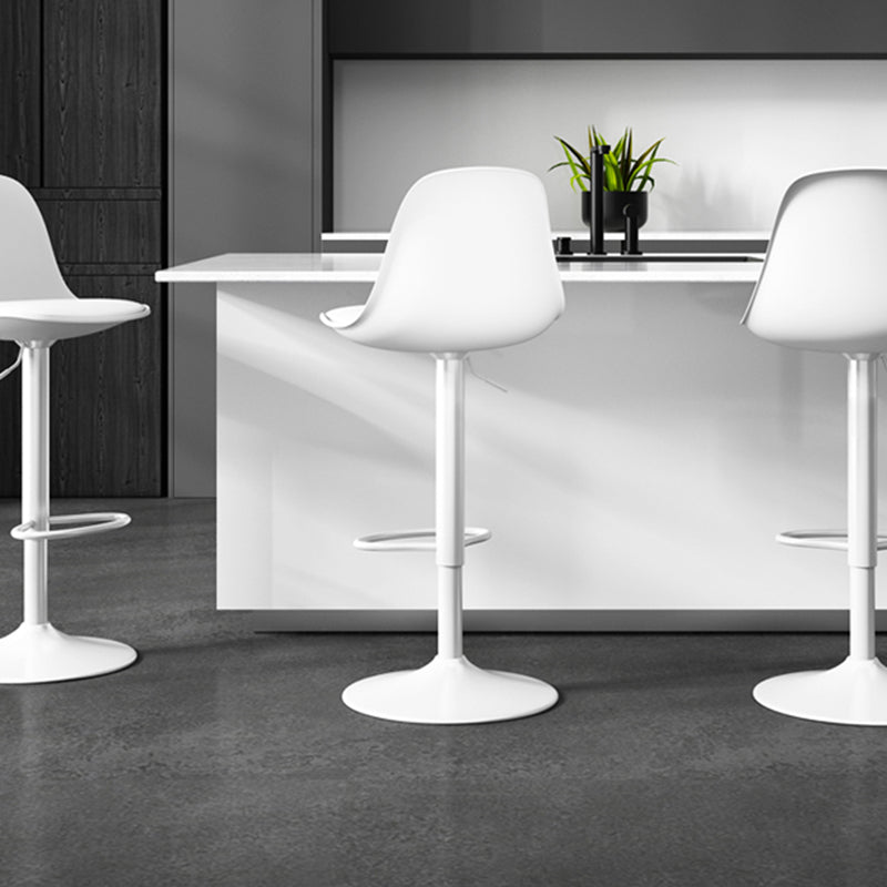 Modern Bucket Adjustable Height Swivel Bar Stool with Metal Base