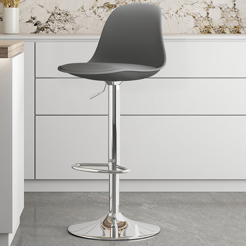 Modern Bucket Adjustable Height Swivel Bar Stool with Metal Base