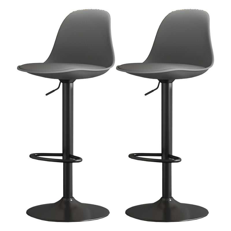 Modern Bucket Adjustable Height Swivel Bar Stool with Metal Base