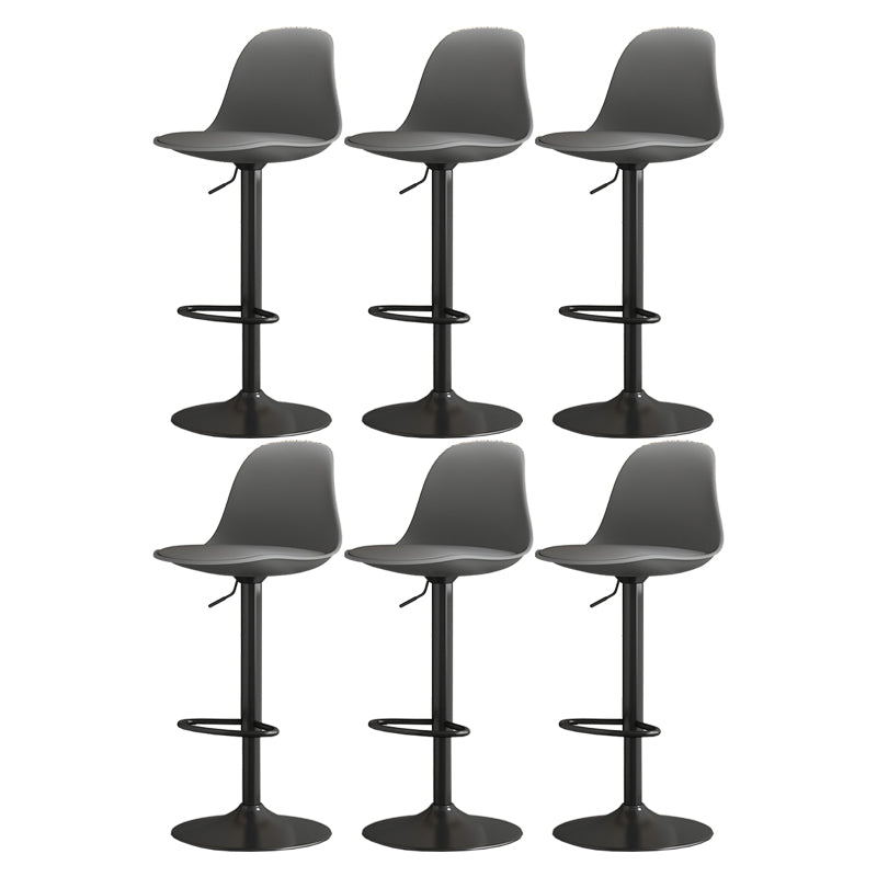 Modern Bucket Adjustable Height Swivel Bar Stool with Metal Base