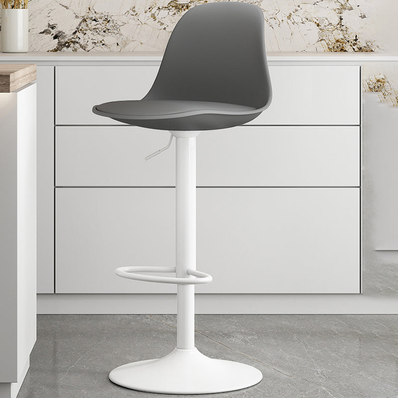 Modern Bucket Adjustable Height Swivel Bar Stool with Metal Base