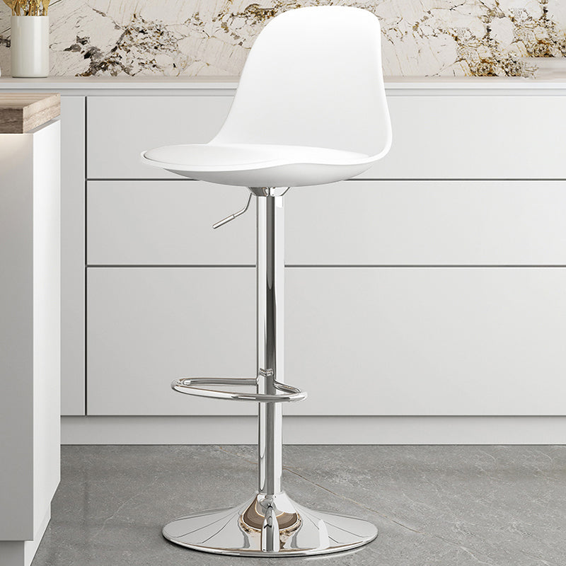 Modern Bucket Adjustable Height Swivel Bar Stool with Metal Base