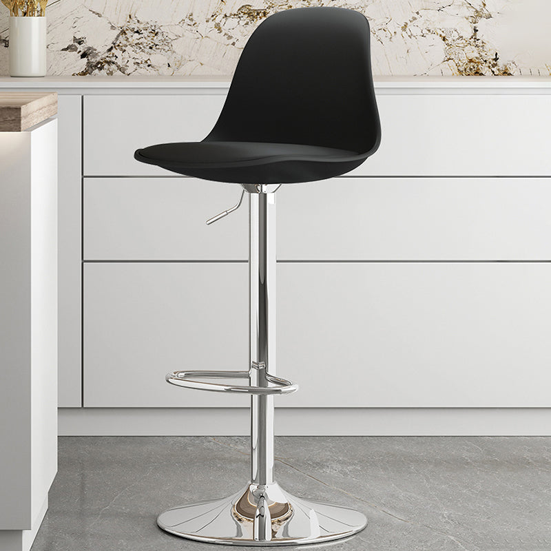 Modern Bucket Adjustable Height Swivel Bar Stool with Metal Base