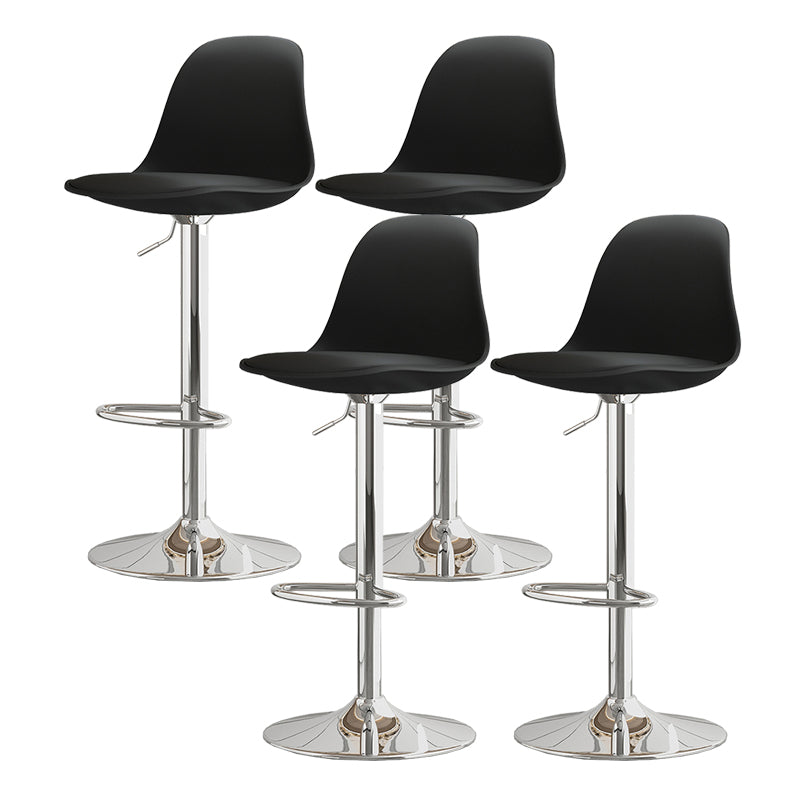 Modern Bucket Adjustable Height Swivel Bar Stool with Metal Base