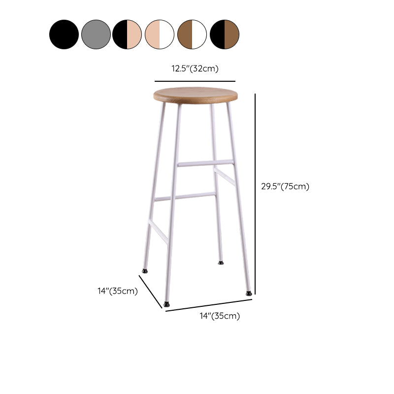 Gambe metalliche contemporanee sgabello da bar per interni in legno massiccio