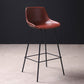 Industrial Metal Legs Faux Leather Indoor Bar Stool with Footrest