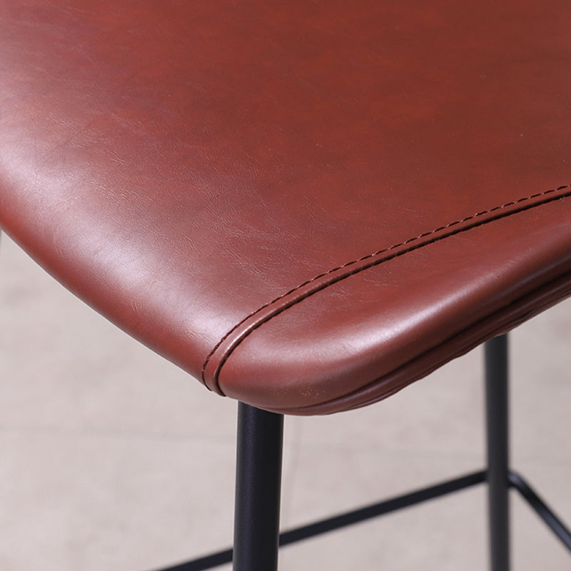 Industrial Metal Legs Faux Leather Indoor Bar Stool with Footrest