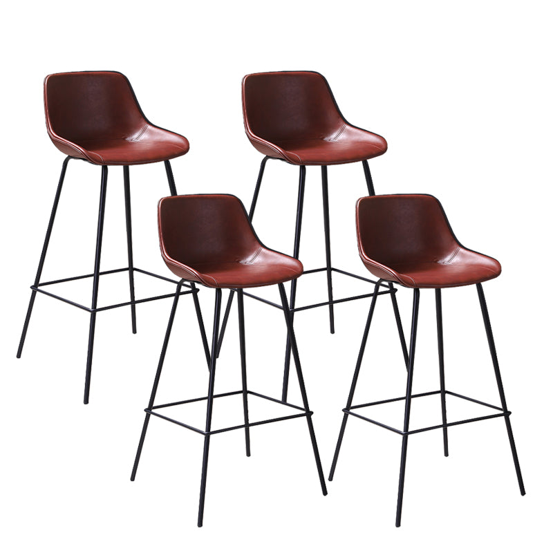 Industrial Metal Legs Faux Leather Indoor Bar Stool with Footrest