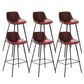 Industrial Metal Legs Faux Leather Indoor Bar Stool with Footrest