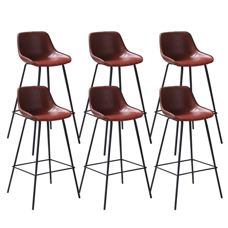 Industrial Metal Legs Faux Leather Indoor Bar Stool with Footrest
