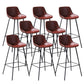 Industrial Metal Legs Faux Leather Indoor Bar Stool with Footrest