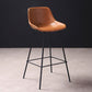 Industrial Metal Legs Faux Leather Indoor Bar Stool with Footrest