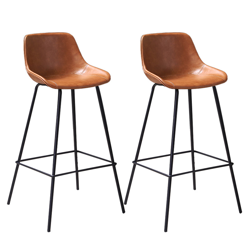 Industrial Metal Legs Faux Leather Indoor Bar Stool with Footrest