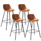 Industrial Metal Legs Faux Leather Indoor Bar Stool with Footrest