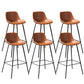Industrial Metal Legs Faux Leather Indoor Bar Stool with Footrest