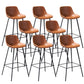 Industrial Metal Legs Faux Leather Indoor Bar Stool with Footrest