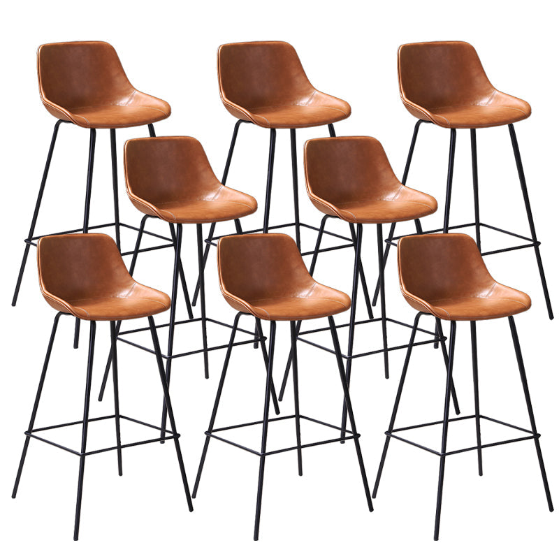 Industrial Metal Legs Faux Leather Indoor Bar Stool with Footrest