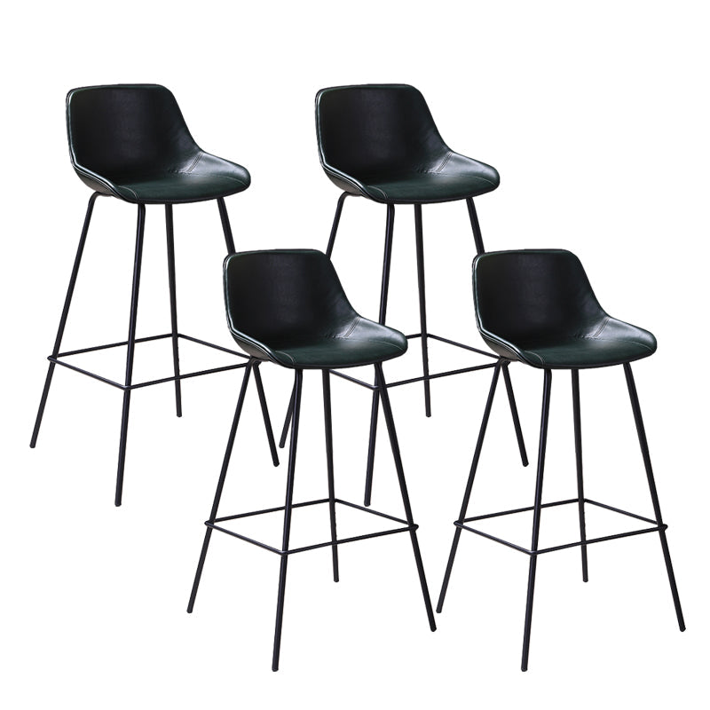 Industrial Metal Legs Faux Leather Indoor Bar Stool with Footrest