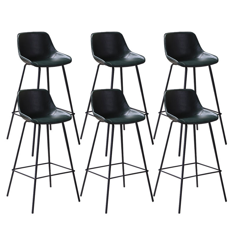 Industrial Metal Legs Faux Leather Indoor Bar Stool with Footrest