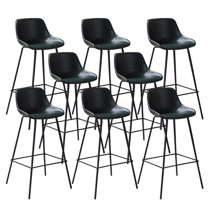 Industrial Metal Legs Faux Leather Indoor Bar Stool with Footrest