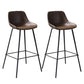 Industrial Metal Legs Faux Leather Indoor Bar Stool with Footrest