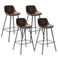 Industrial Metal Legs Faux Leather Indoor Bar Stool with Footrest