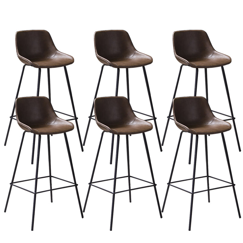 Industrial Metal Legs Faux Leather Indoor Bar Stool with Footrest