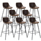 Industrial Metal Legs Faux Leather Indoor Bar Stool with Footrest