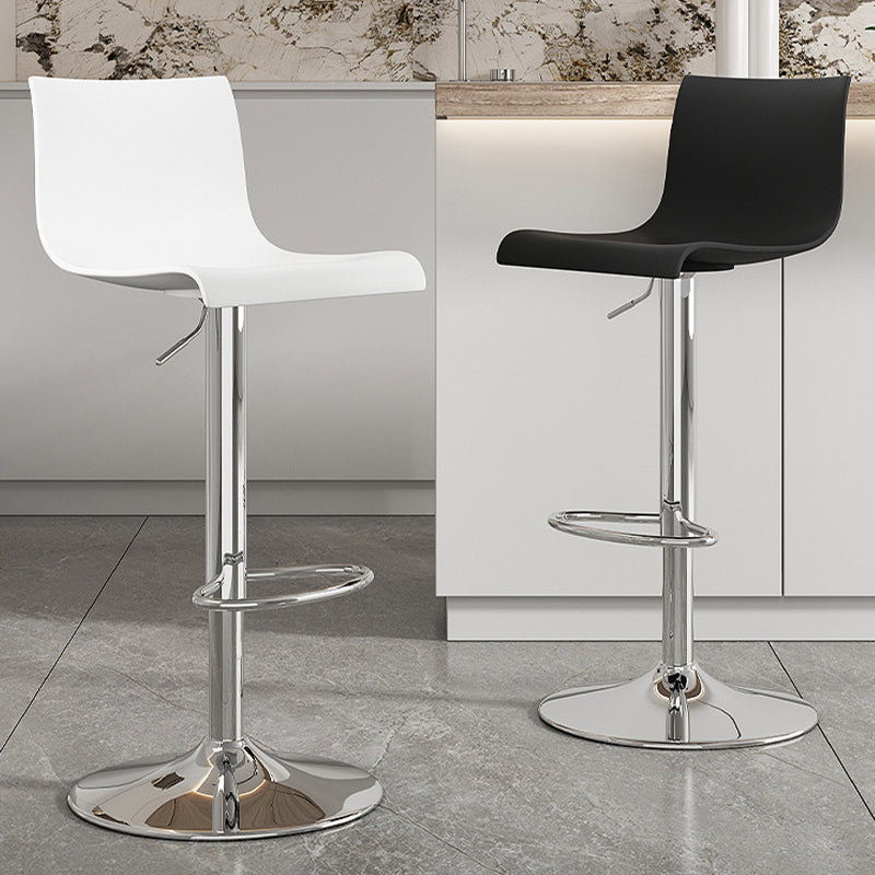 Modern Adjustable Height Swivel Plastic Low Back Bar Stool with Footrest Clearhalo 'Bar Furniture' 'Bar Stools' 'bar_stools' 'furn' 'furn_bar_stools' 'Furniture' 'Kitchen & Dining Furniture' 7718866