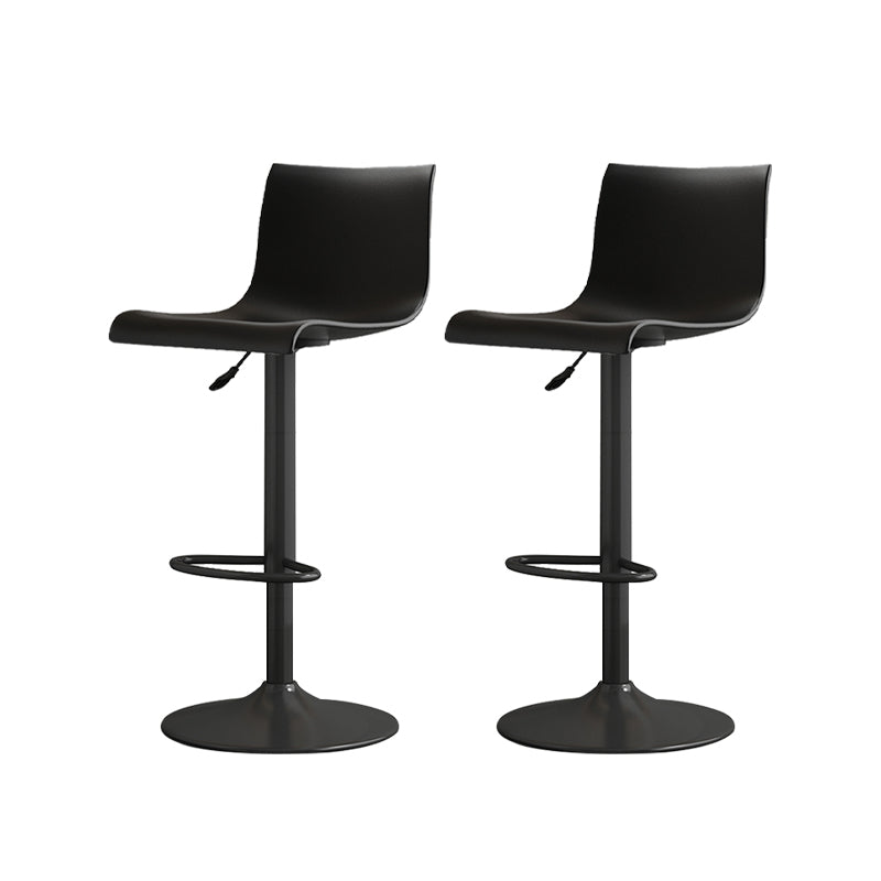 Modern Adjustable Height Swivel Plastic Low Back Bar Stool with Footrest Black Black 2 Piece Set Clearhalo 'Bar Furniture' 'Bar Stools' 'bar_stools' 'furn' 'furn_bar_stools' 'Furniture' 'Kitchen & Dining Furniture' 7718868