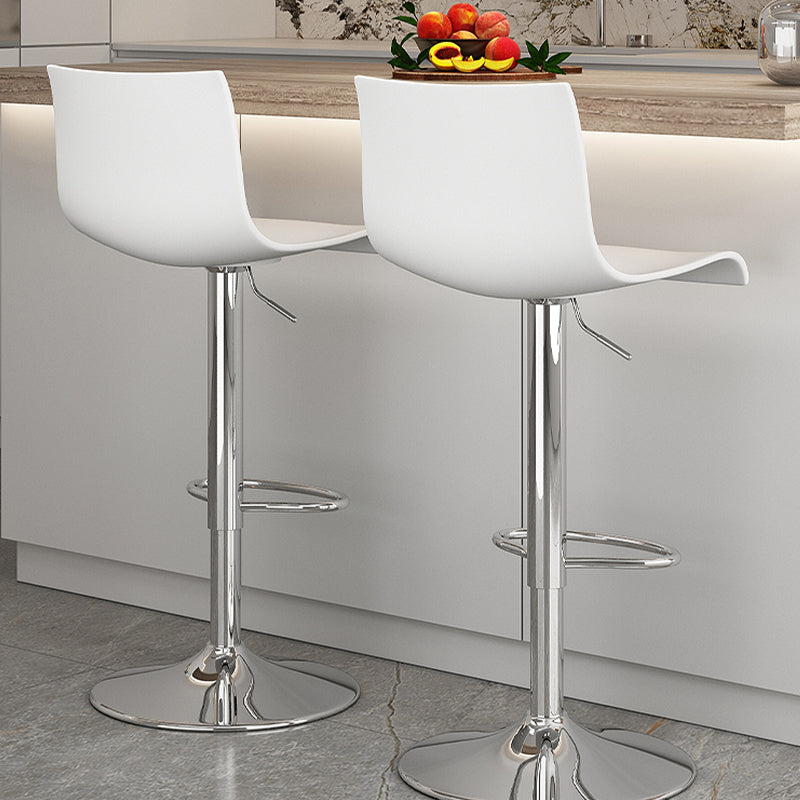 Modern Adjustable Height Swivel Plastic Low Back Bar Stool with Footrest Clearhalo 'Bar Furniture' 'Bar Stools' 'bar_stools' 'furn' 'furn_bar_stools' 'Furniture' 'Kitchen & Dining Furniture' 7718869
