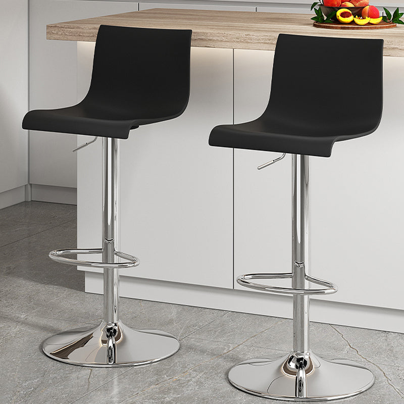 Modern Adjustable Height Swivel Plastic Low Back Bar Stool with Footrest Clearhalo 'Bar Furniture' 'Bar Stools' 'bar_stools' 'furn' 'furn_bar_stools' 'Furniture' 'Kitchen & Dining Furniture' 7718870