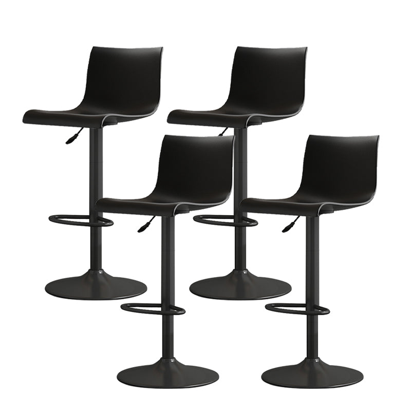 Modern Adjustable Height Swivel Plastic Low Back Bar Stool with Footrest Black Black 4 Piece Set Clearhalo 'Bar Furniture' 'Bar Stools' 'bar_stools' 'furn' 'furn_bar_stools' 'Furniture' 'Kitchen & Dining Furniture' 7718871