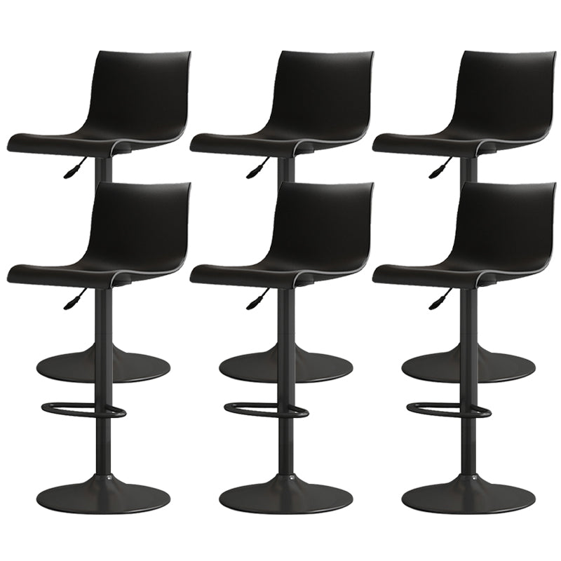 Modern Adjustable Height Swivel Plastic Low Back Bar Stool with Footrest Black Black 6 Piece Set Clearhalo 'Bar Furniture' 'Bar Stools' 'bar_stools' 'furn' 'furn_bar_stools' 'Furniture' 'Kitchen & Dining Furniture' 7718872