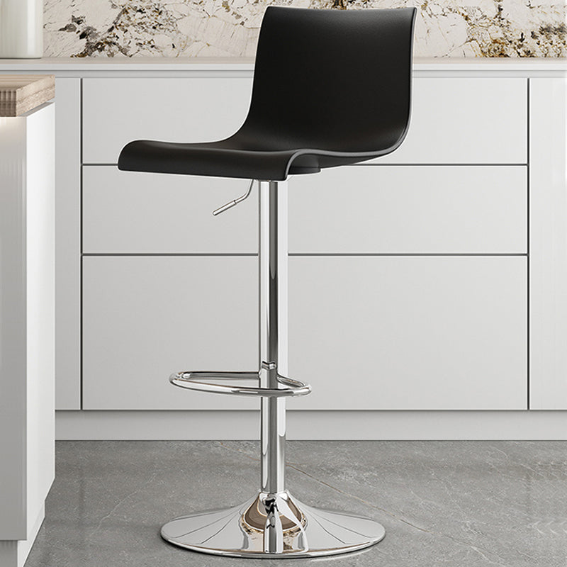 Modern Adjustable Height Swivel Plastic Low Back Bar Stool with Footrest Silver Black 1 Piece Clearhalo 'Bar Furniture' 'Bar Stools' 'bar_stools' 'furn' 'furn_bar_stools' 'Furniture' 'Kitchen & Dining Furniture' 7718877