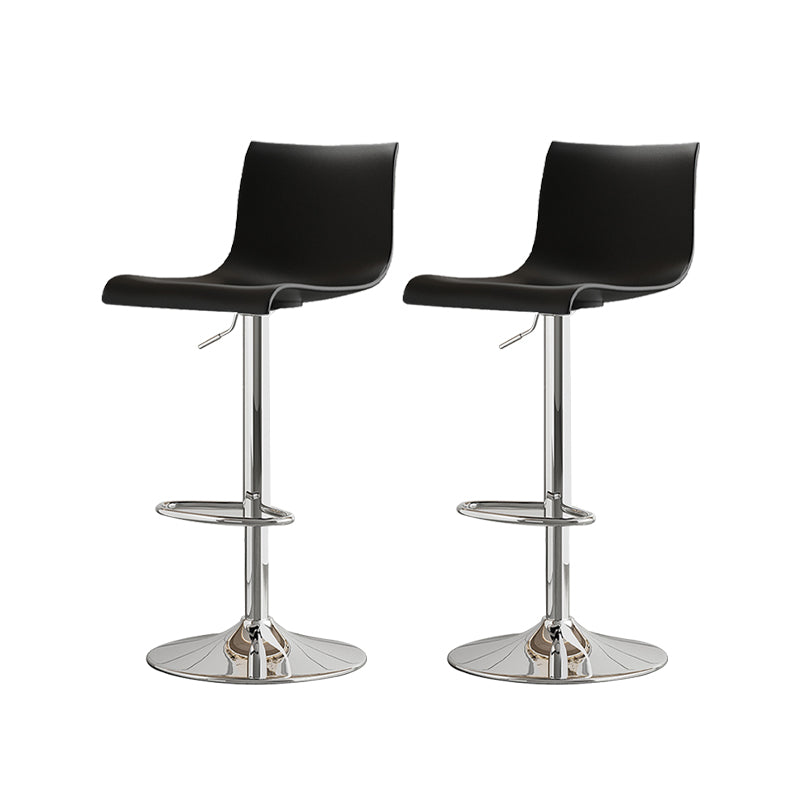 Modern Adjustable Height Swivel Plastic Low Back Bar Stool with Footrest Silver Black 2 Piece Set Clearhalo 'Bar Furniture' 'Bar Stools' 'bar_stools' 'furn' 'furn_bar_stools' 'Furniture' 'Kitchen & Dining Furniture' 7718878