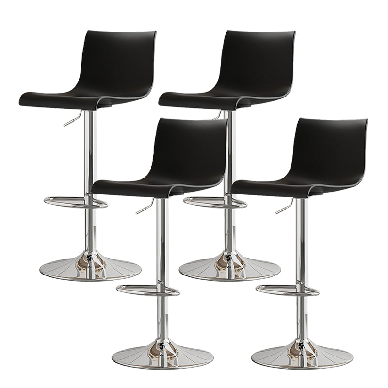 Modern Adjustable Height Swivel Plastic Low Back Bar Stool with Footrest Silver Black 4 Piece Set Clearhalo 'Bar Furniture' 'Bar Stools' 'bar_stools' 'furn' 'furn_bar_stools' 'Furniture' 'Kitchen & Dining Furniture' 7718881