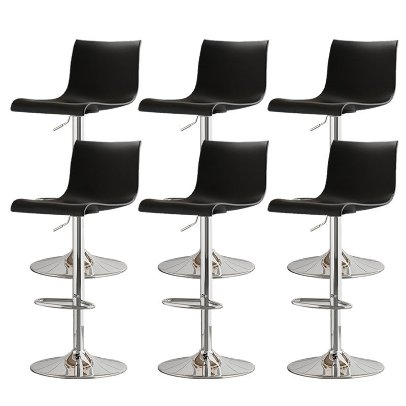 Modern Adjustable Height Swivel Plastic Low Back Bar Stool with Footrest Silver Black 6 Piece Set Clearhalo 'Bar Furniture' 'Bar Stools' 'bar_stools' 'furn' 'furn_bar_stools' 'Furniture' 'Kitchen & Dining Furniture' 7718882