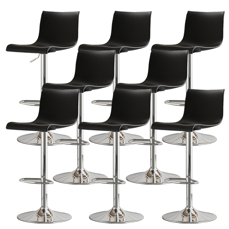 Modern Adjustable Height Swivel Plastic Low Back Bar Stool with Footrest Silver Black 8 Piece Set Clearhalo 'Bar Furniture' 'Bar Stools' 'bar_stools' 'furn' 'furn_bar_stools' 'Furniture' 'Kitchen & Dining Furniture' 7718884