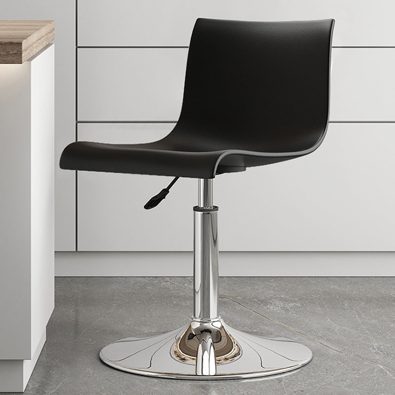 Modern Adjustable Height Swivel Plastic Low Back Bar Stool with Footrest Silvery White Black 1 Piece Clearhalo 'Bar Furniture' 'Bar Stools' 'bar_stools' 'furn' 'furn_bar_stools' 'Furniture' 'Kitchen & Dining Furniture' 7718886