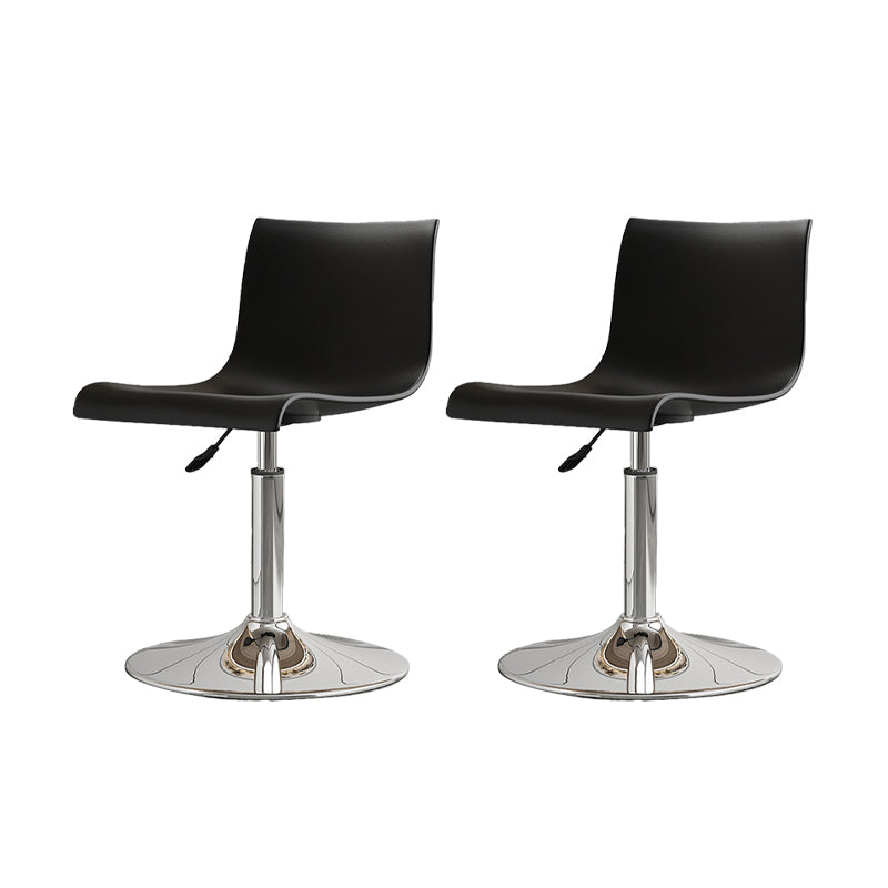 Modern Adjustable Height Swivel Plastic Low Back Bar Stool with Footrest Silvery White Black 2 Piece Set Clearhalo 'Bar Furniture' 'Bar Stools' 'bar_stools' 'furn' 'furn_bar_stools' 'Furniture' 'Kitchen & Dining Furniture' 7718887