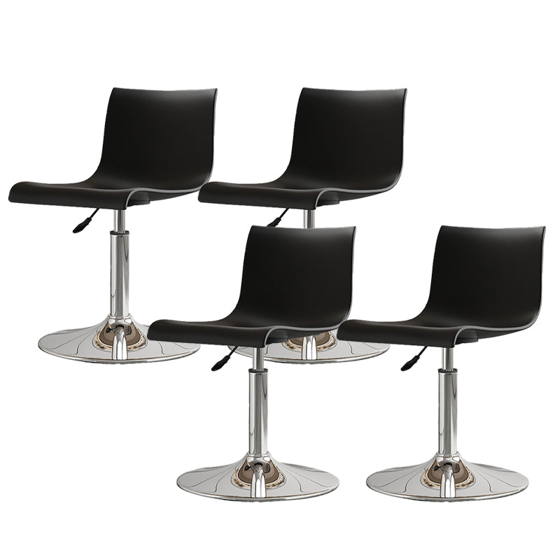 Modern Adjustable Height Swivel Plastic Low Back Bar Stool with Footrest Silvery White Black 4 Piece Set Clearhalo 'Bar Furniture' 'Bar Stools' 'bar_stools' 'furn' 'furn_bar_stools' 'Furniture' 'Kitchen & Dining Furniture' 7718888