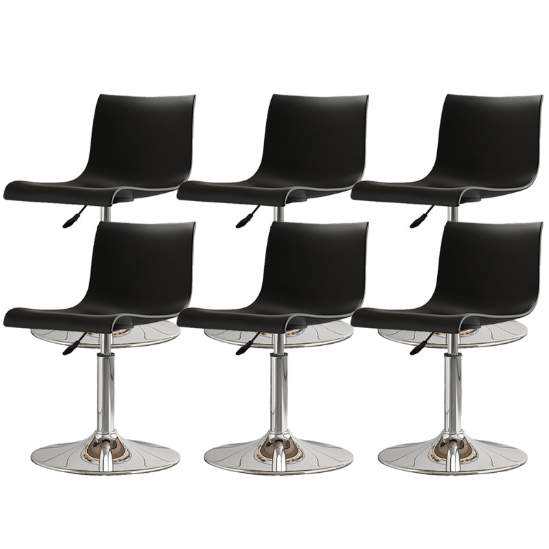 Modern Adjustable Height Swivel Plastic Low Back Bar Stool with Footrest Silvery White Black 6 Piece Set Clearhalo 'Bar Furniture' 'Bar Stools' 'bar_stools' 'furn' 'furn_bar_stools' 'Furniture' 'Kitchen & Dining Furniture' 7718889