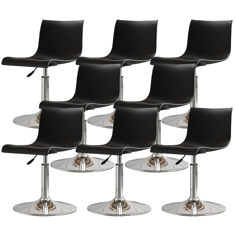 Modern Adjustable Height Swivel Plastic Low Back Bar Stool with Footrest Silvery White Black 8 Piece Set Clearhalo 'Bar Furniture' 'Bar Stools' 'bar_stools' 'furn' 'furn_bar_stools' 'Furniture' 'Kitchen & Dining Furniture' 7718890