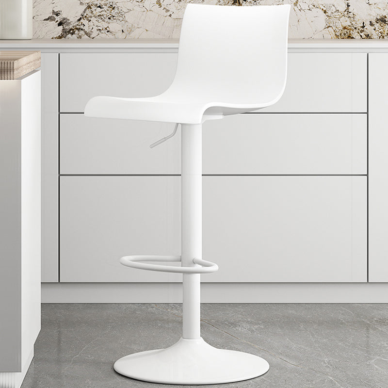 Modern Adjustable Height Swivel Plastic Low Back Bar Stool with Footrest White White 1 Piece Clearhalo 'Bar Furniture' 'Bar Stools' 'bar_stools' 'furn' 'furn_bar_stools' 'Furniture' 'Kitchen & Dining Furniture' 7718891