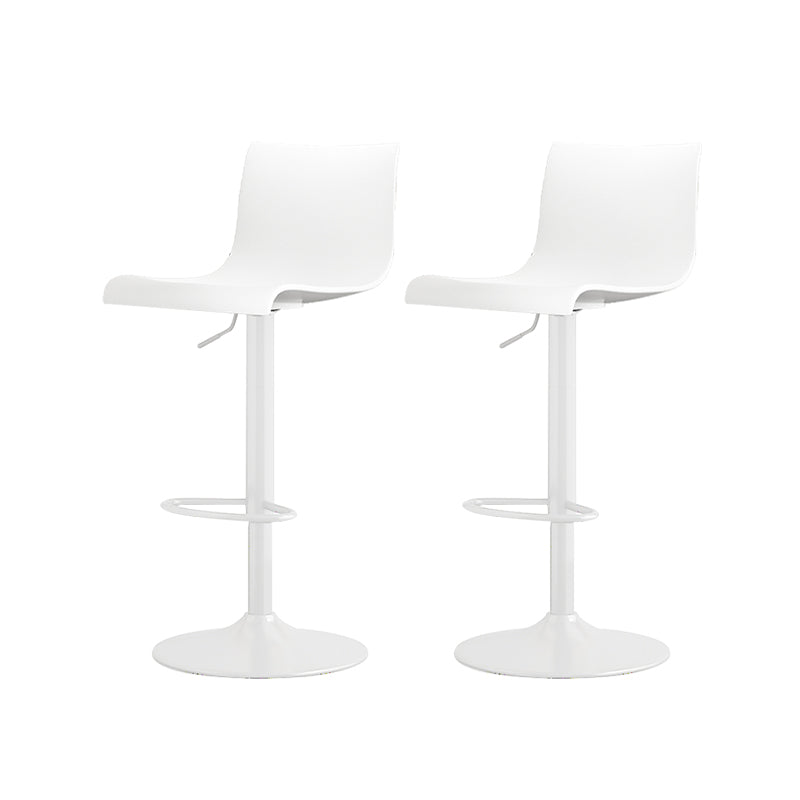 Modern Adjustable Height Swivel Plastic Low Back Bar Stool with Footrest White White 2 Piece Set Clearhalo 'Bar Furniture' 'Bar Stools' 'bar_stools' 'furn' 'furn_bar_stools' 'Furniture' 'Kitchen & Dining Furniture' 7718892