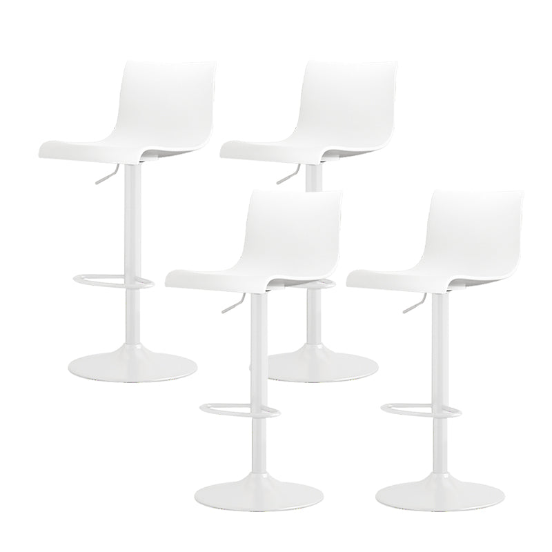 Modern Adjustable Height Swivel Plastic Low Back Bar Stool with Footrest White White 4 Piece Set Clearhalo 'Bar Furniture' 'Bar Stools' 'bar_stools' 'furn' 'furn_bar_stools' 'Furniture' 'Kitchen & Dining Furniture' 7718893