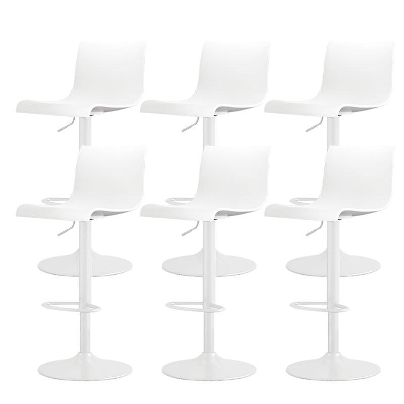 Modern Adjustable Height Swivel Plastic Low Back Bar Stool with Footrest White White 6 Piece Set Clearhalo 'Bar Furniture' 'Bar Stools' 'bar_stools' 'furn' 'furn_bar_stools' 'Furniture' 'Kitchen & Dining Furniture' 7718894