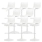 Modern Adjustable Height Swivel Plastic Low Back Bar Stool with Footrest White White 8 Piece Set Clearhalo 'Bar Furniture' 'Bar Stools' 'bar_stools' 'furn' 'furn_bar_stools' 'Furniture' 'Kitchen & Dining Furniture' 7718895