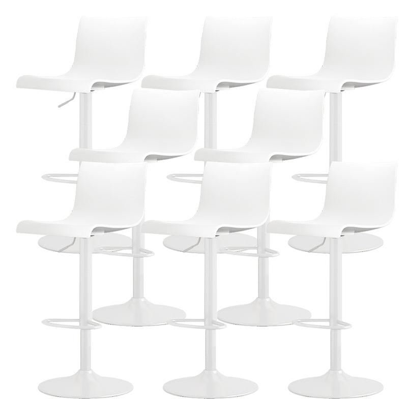 Modern Adjustable Height Swivel Plastic Low Back Bar Stool with Footrest White White 8 Piece Set Clearhalo 'Bar Furniture' 'Bar Stools' 'bar_stools' 'furn' 'furn_bar_stools' 'Furniture' 'Kitchen & Dining Furniture' 7718895